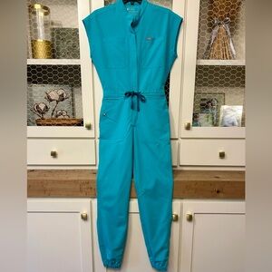 Figs Aqua Teal Rafaela Cargo ScrubJumpsuit Technical Collection